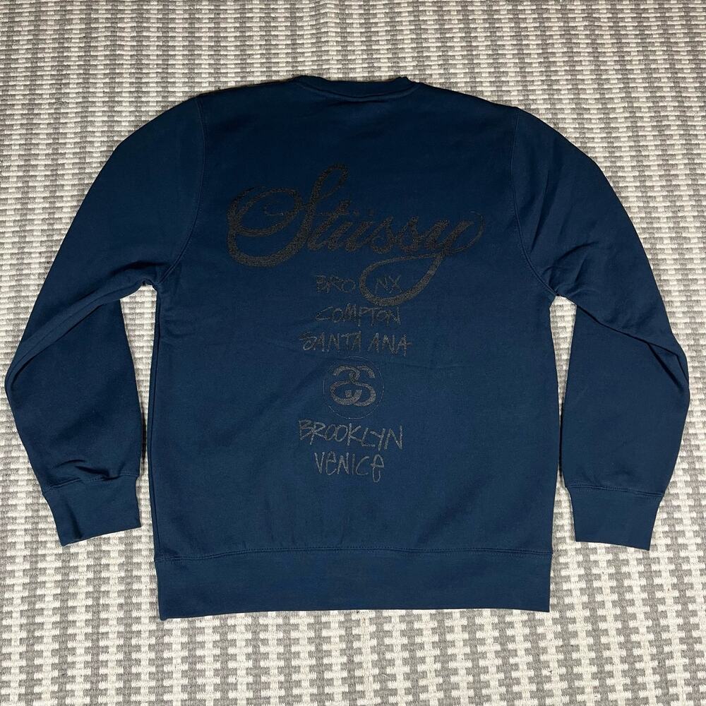 Stussy World Tour Navy Blue Pullover Crewneck Men’s Sz M New NWOT Authentic